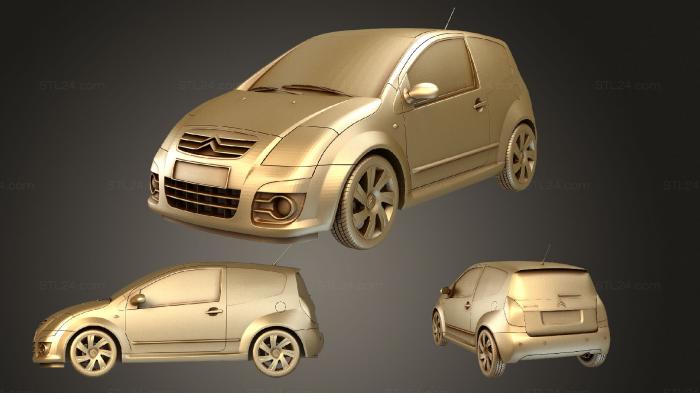 Автомобили и транспорт (Citroen C2 2008, CARS_1147) 3D модель для ЧПУ станка